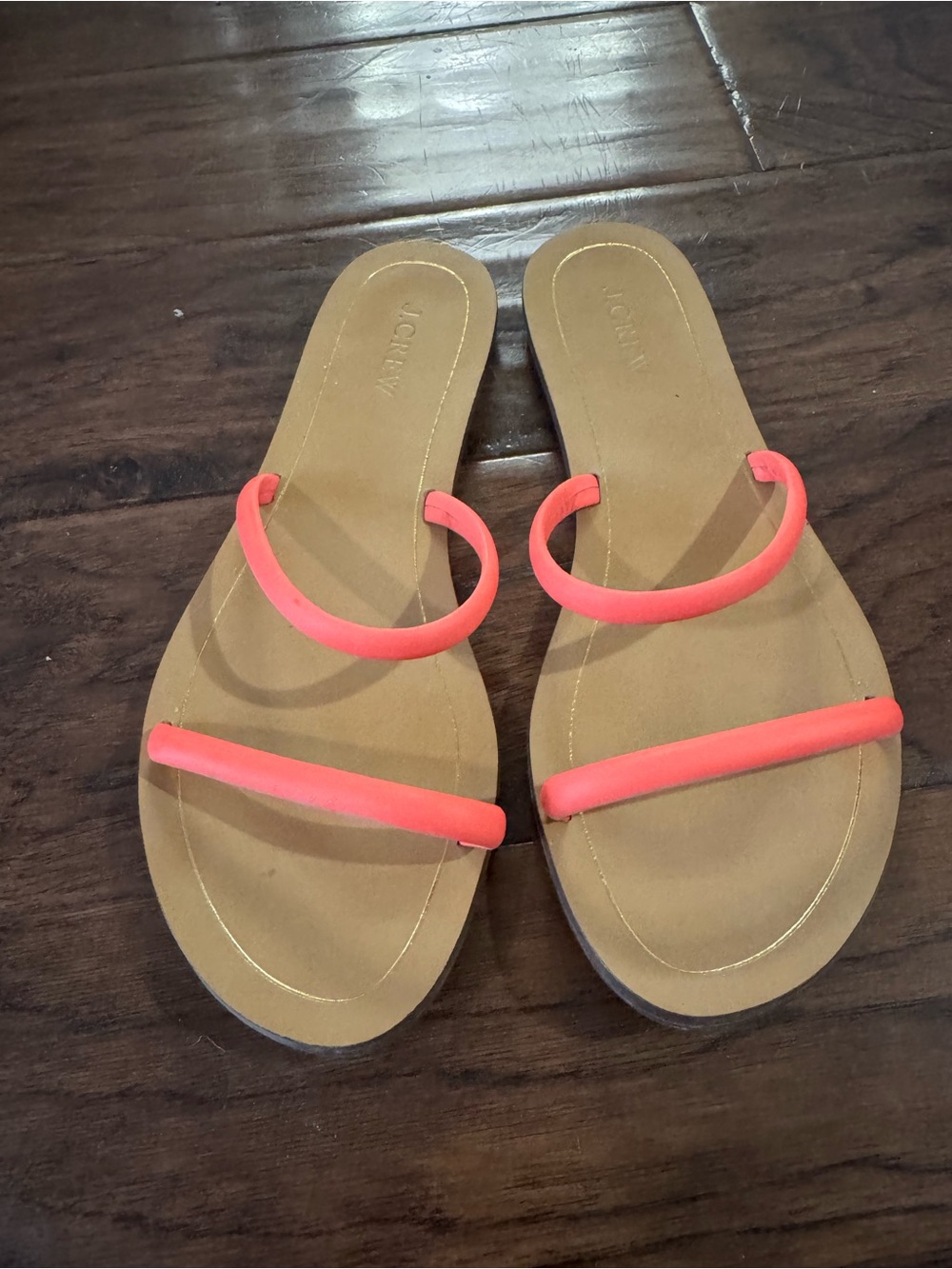 J. Crew Women's Coral Pink Double-Strap Slide Sandals
